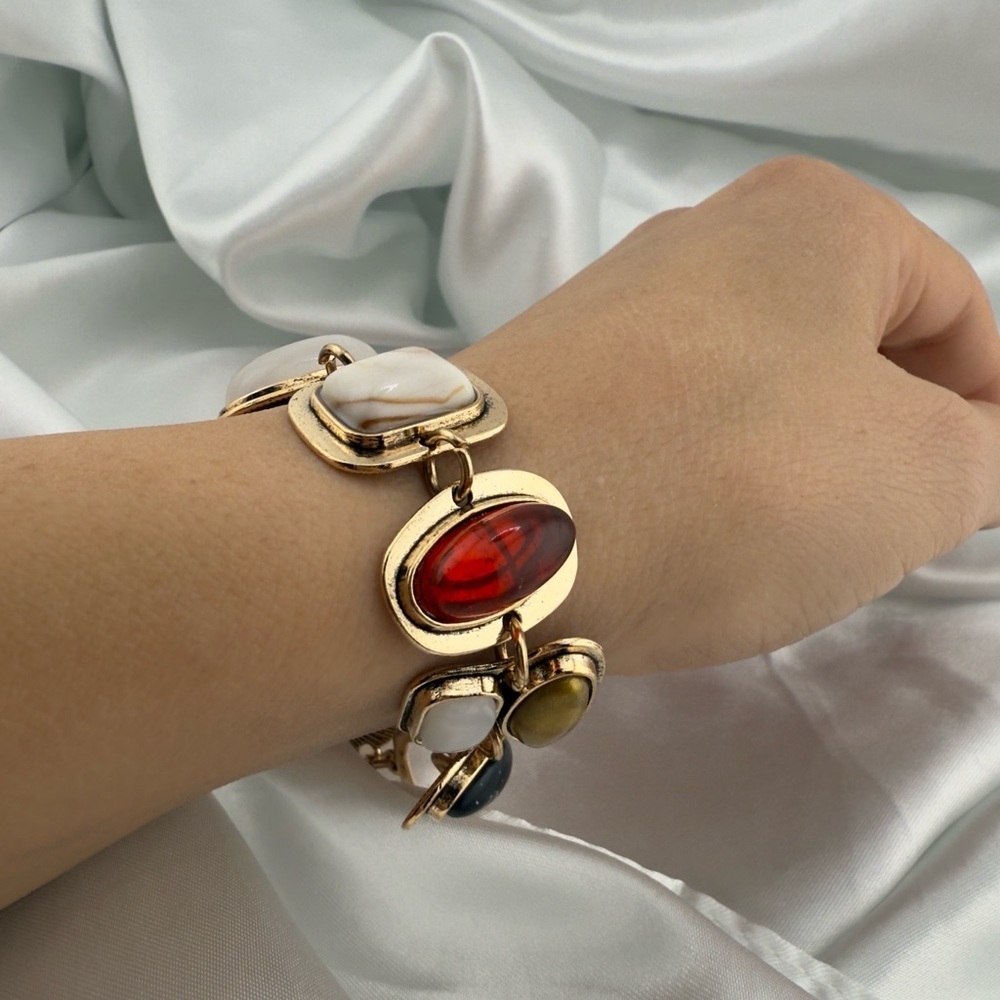 Boho Bohemian Vintage Colorful Rock Multi-Stone Bracelet